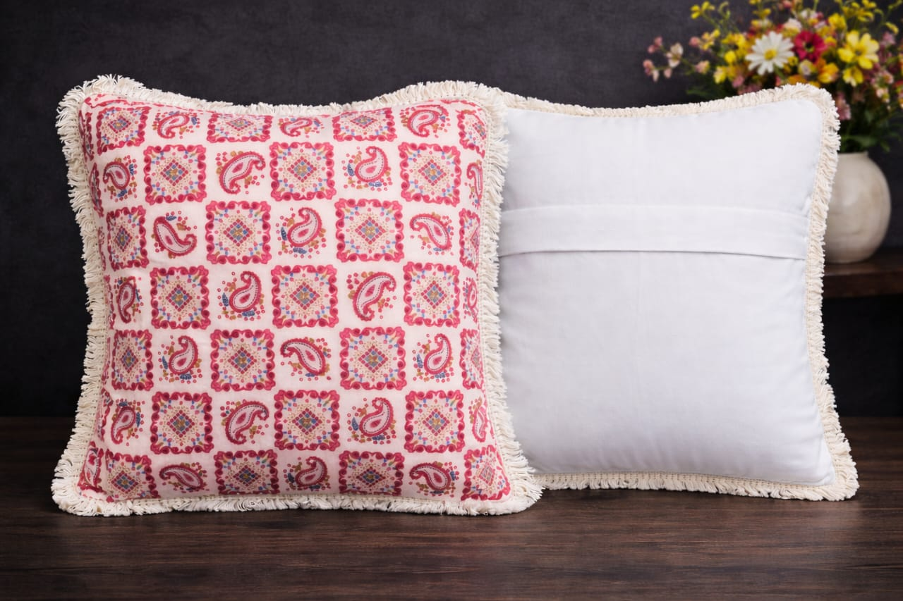 Mini Saheli Royal bloom Print Cotton Cushion Cover – Set of 2