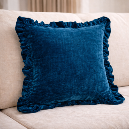 Mini Saheli Velvet Ruffle Luxe Cushion Cover Set of 2