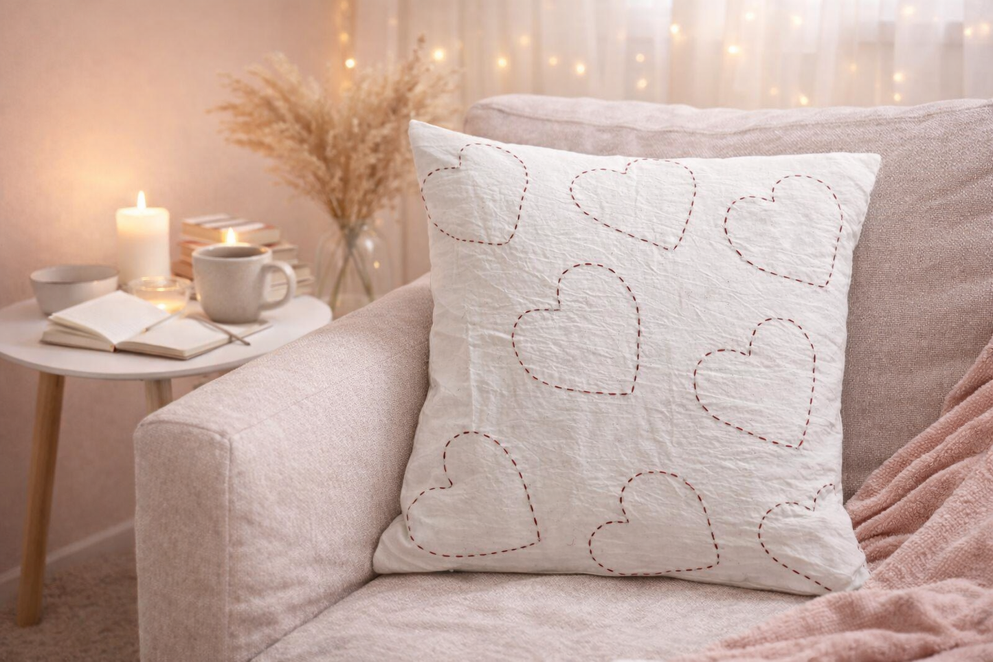 Mini Saheli Soft Red Hearts Cushion Cover - Set of 2