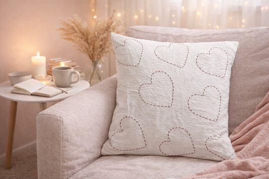 Mini Saheli Soft Red Hearts Cushion Cover - Set of 2