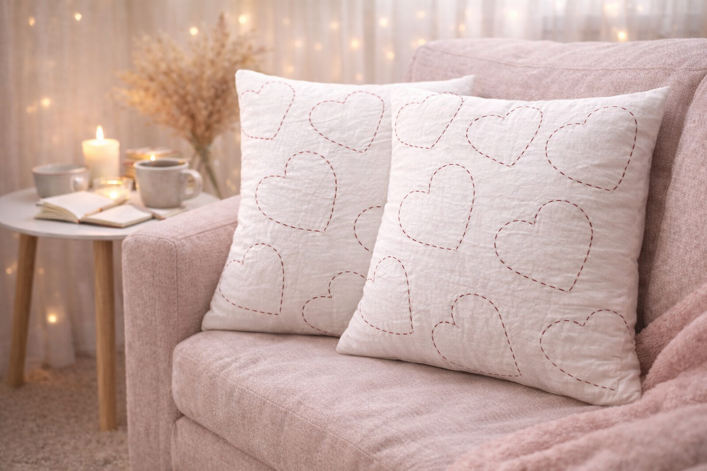 Mini Saheli Soft Red Hearts Cushion Cover - Set of 2