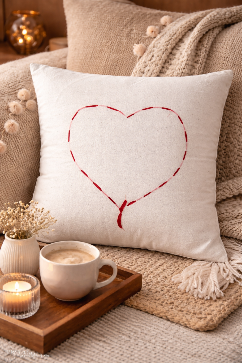 Mini Saheli soft red heart Cushion Cover – Set of 2