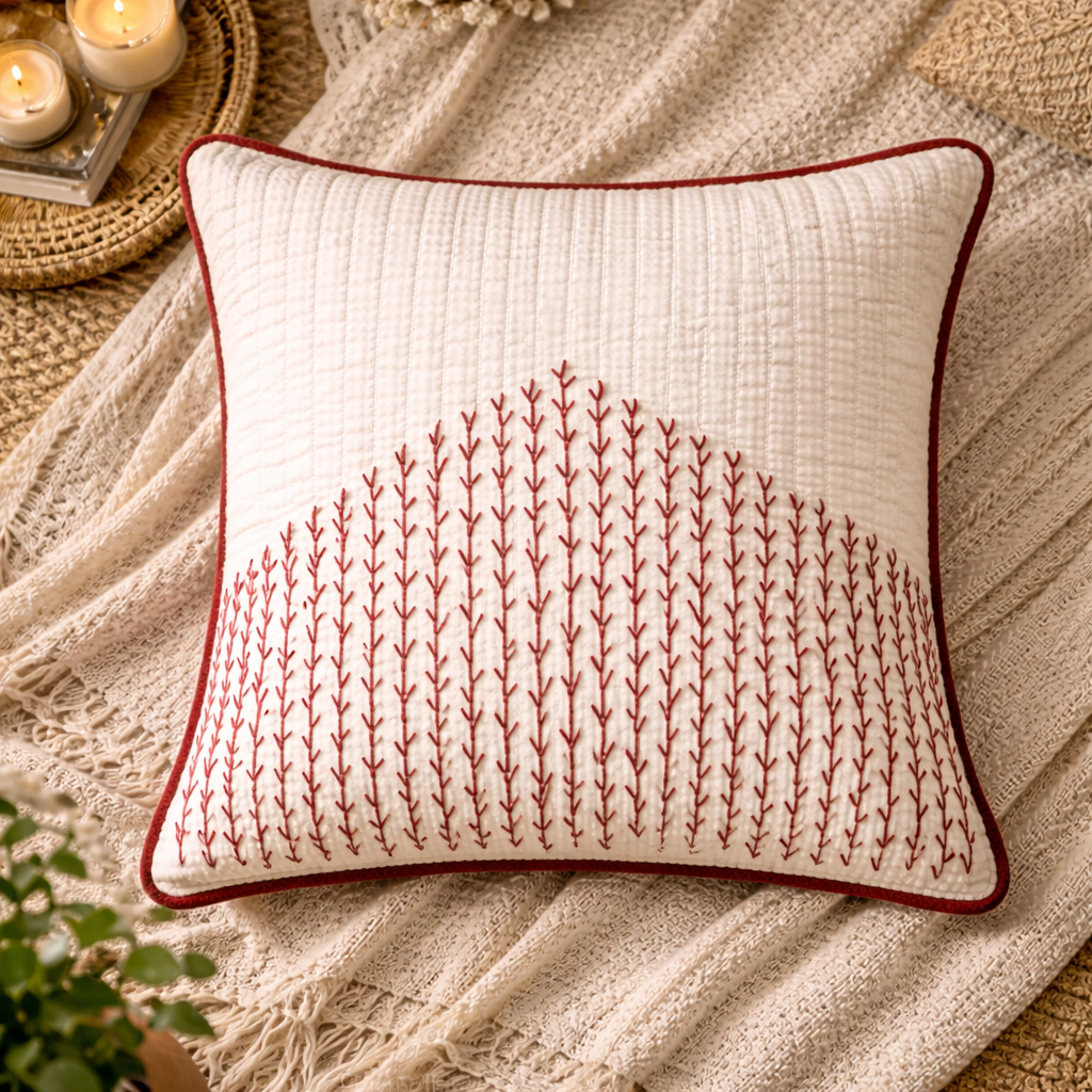 Mini Saheli RED stitch Cushion Cover – Set of 2
