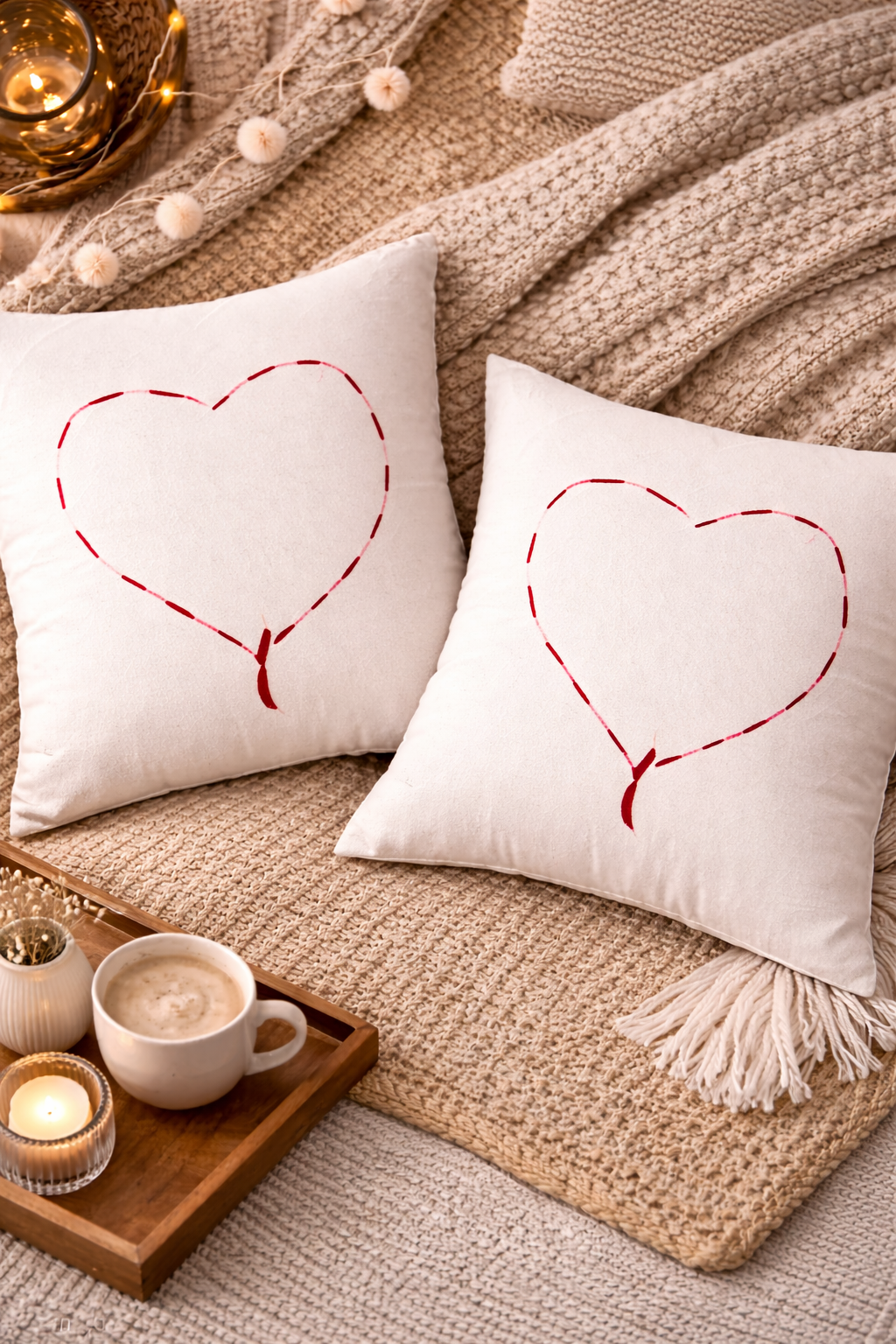 Mini Saheli soft red heart Cushion Cover – Set of 2