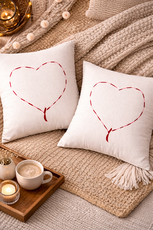 Mini Saheli soft red heart Cushion Cover – Set of 2