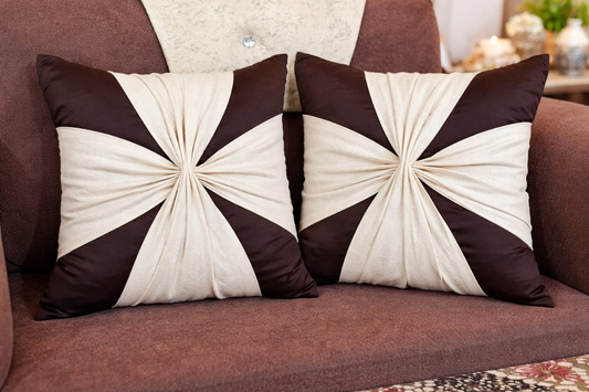Mini Saheli Urban Cocoa with off White Shade Cushion Cover - Set of 2